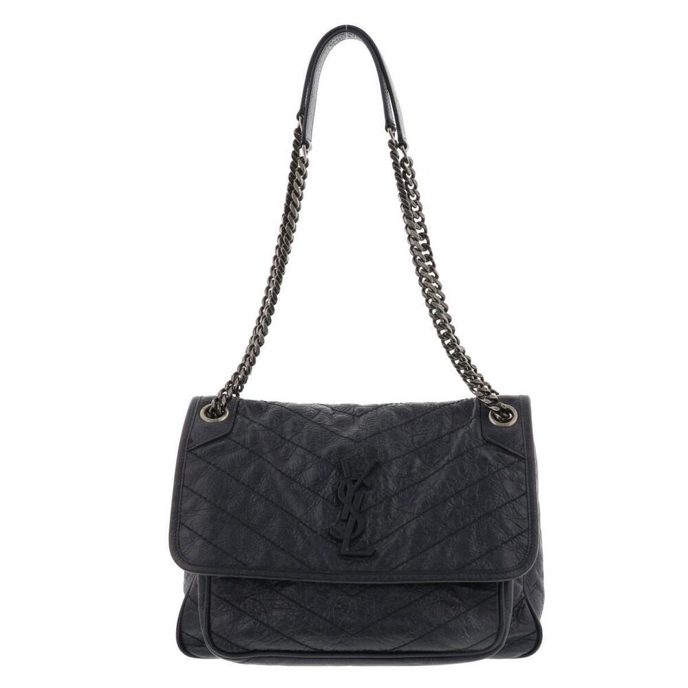 SAINT LAURENT PARIS YSL Niki Chain Shoulder Bag Navy Blue AB